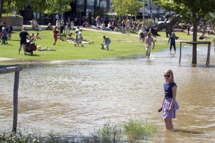 Hoog water in de zomer bij Nijmegen
