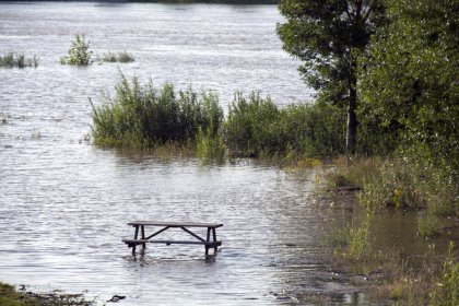 Hoog water in de zomer bij Nijmegen